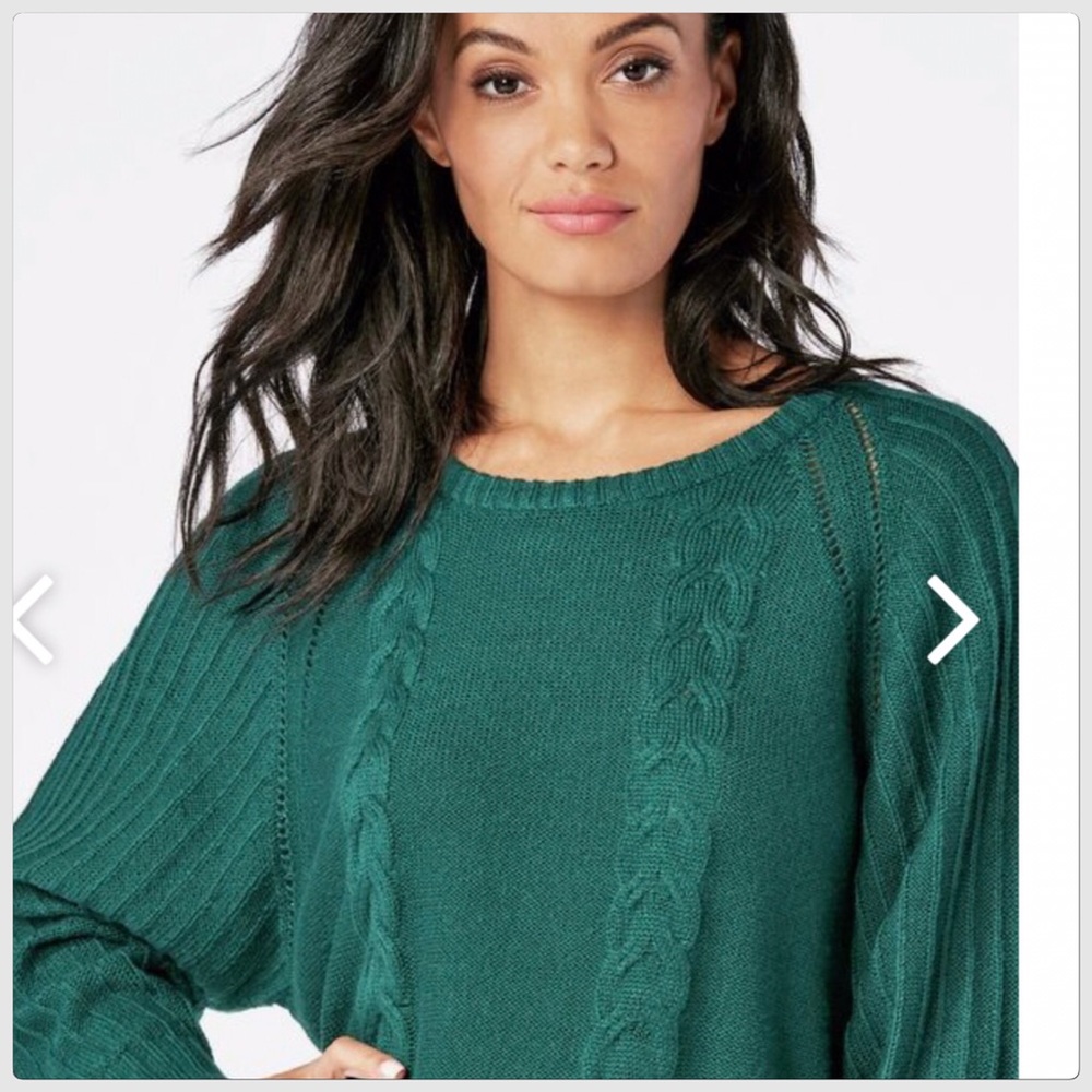 NWT JustFab HP Green Cable knit  Pullover Sweater Size S